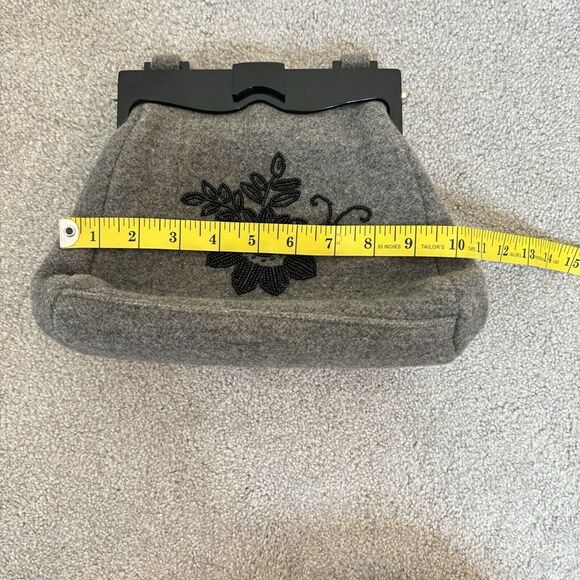 Timmy Woods Beverly Hills Art Deco Beaded Bag Floral Gray Flannel Cocktail Artsy - Picture 10 of 11